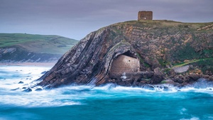 Historical landmark, Spain, Cliff, Coastal, 4K wallpaper