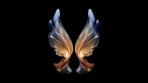 Samsung Galaxy W22, AMOLED, Wings, Black background, Stock, Fold phone, 4K wallpaper