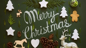 Merry Christmas, Preppy Christmas, Christmas decoration, Green background, Navidad, Noel, December, 4K wallpaper