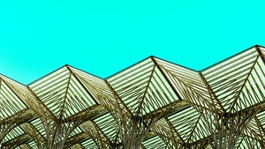 Metal design, Modern architecture, Blue Sky, Pattern, Geometric, Shapes, 4K wallpaper