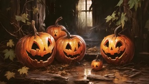 Laughing, Halloween pumpkins, Halloween background, 4K wallpaper