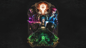 Arcane, League of Legends, Vi (LoL), Jinx, Dark background, Artwork, 4K wallpaper