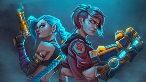 Jinx, Vi (LoL), Arcane: League of Legends, Fan Art, 2021 Series, Animated series, Netflix series, 4K wallpaper