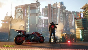 Cyberpunk 2077, Cinematic, V (Cyberpunk), Cyberpunk bike, Dystopian, 4K wallpaper