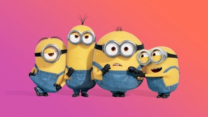 Minions, Gradient background, 4K wallpaper