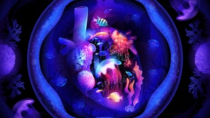 Neon, Under the Sea, Heart, Ocean, Aquarium, Jellyfishes, 4K wallpaper