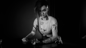 Judy Alvarez, Monochrome, Cyberpunk 2077, Xbox Series X and Series S, PlayStation 4, PlayStation 5, Xbox One, Google Stadia, PC Games, Black and White, 4K wallpaper