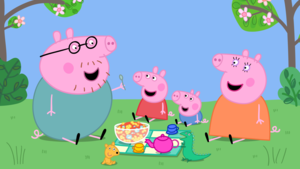 Peppa Pig family, Cartoon, TV series, Daddy Pig, Mummy Pig, George Pig, 4K wallpaper