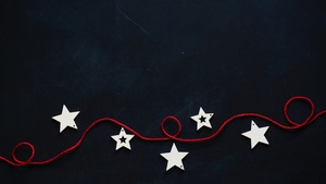 Preppy Christmas, Decor, Christmas decoration, Christmas Stars, Black background, Thread, Aesthetic Christmas, Navidad, Noel, 4K wallpaper