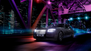 Rolls-Royce Ghost Black Badge, Colorful, 2021, Night, Car lights, 4K wallpaper