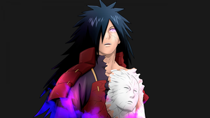 Madara Uchiha, Fan Art, Digital render, Dark background, 4K wallpaper