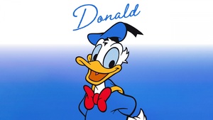 Donald Duck, Cartoon, Blue background, 4K wallpaper