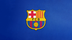 FCB, Blue background, Crest, FC Barcelona, 4K wallpaper