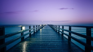 Germany, Seascape, Dusk, Purple sky, Body of Water, Sunrise, Horizon, 4K wallpaper