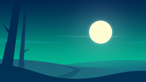 Full moon, Minimalist, Night time, Roadway, Calm, Landscape, Flat, Digital Art, Simple, 4K wallpaper