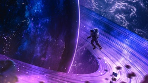 Astronaut, Cosmos, Planet, Rings of Saturn, Orbit, Surreal, Universe, 4K wallpaper