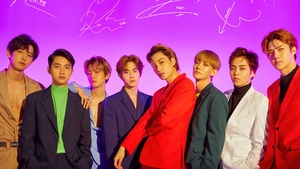 EXO, Purple background, South Korean boy band, Korean singers, K-pop singers, Baekhyun (EXO), Kai (EXO), Sehun (EXO), Chanyeol, 4K wallpaper