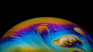 Soap Bubble, Macro, Aqua Art, Colorful, Black background, AMOLED, Psychedelic, 4K wallpaper