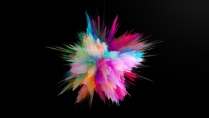 Color burst, CGI, Colorful, Explosion, Cosmic, Black background, 4K wallpaper