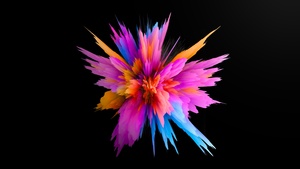 Color burst, Black background, Colorful, Explosion, CGI, Cosmic, 4K wallpaper