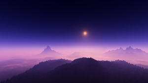 Moonlight, Foggy, Night time, Aerial view, Landscape, 4K wallpaper