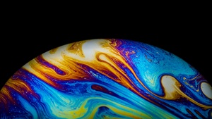 Soap Bubble, Planet, HDR, Macro, Aqua Art, Texture, Colorful, Black background, AMOLED, Psychedelic, 4K wallpaper