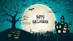 Happy Halloween, Scary, Halloween night, Halloween pumpkins, Bats, 4K wallpaper