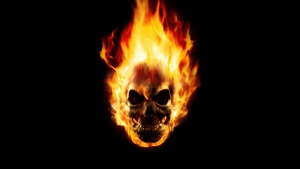 Skull, Fire, Ghost Rider, Black background, Marvel Superheroes, AMOLED, 4K wallpaper