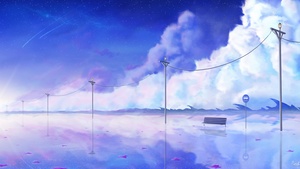 Street lights, Cloudy Sky, Illustration, Reflection, Stars, 4K wallpaper