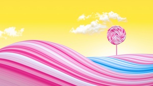 Lollipop, Pink, Yellow background, Yellow sky, Clouds, Waves, Colorful, Bliss, Surreal, Girly, 4K wallpaper