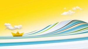 Yellow background, Yellow sky, Clouds, Waves, Colorful, Bliss, Surreal, 4K wallpaper