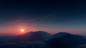 Sunset, Silhouette, Mountain range, Dusk, Landscape, Scenery, 4K wallpaper