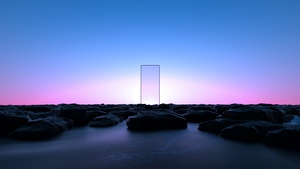 Aesthetic, Glass, Clear sky, Transparent, Blue Sky, Pink, Rocks, Landscape, Scenic, 4K wallpaper