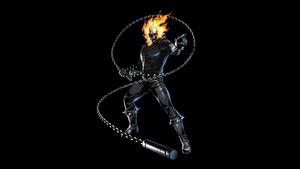 Ghost Rider, Fire, Black background, Marvel Superheroes, AMOLED, Skull, 4K wallpaper