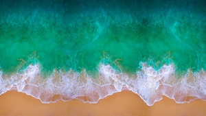 Beach, MacBook Pro, Aerial view, Waves, Ocean, iOS 11, Shore, Digital Art, Apple iMac, 4K wallpaper