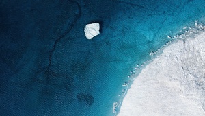 Beach, Aesthetic, Mi Pad 5 Pro, Aerial view, Drone photo, Seashore, Winter, Iceberg, Polar Regions, Stock, 4K wallpaper