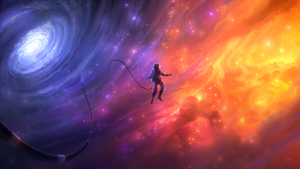 Astronaut, Spiral galaxy, Universe, Surreal, Dream, 4K wallpaper