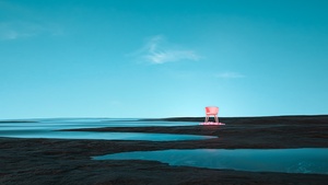 Chair, Dream, Turquoise, Clear sky, Scenic, Surreal, Pink, Minimalist, Simple, 4K wallpaper