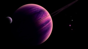 Purple Planet, Dark background, Saturn, Astronomy, 4K wallpaper