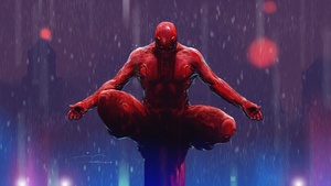 Daredevil, Marvel Comics, Digital Art, Illustration, Rain, Superheroes, 4K wallpaper