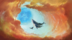 Whales, Artwork, Surreal, 4K wallpaper