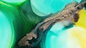 Mi Pad 5 Pro, Liquid art, Colorful background, Macro, Stock, Green, 4K wallpaper