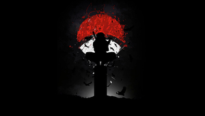 Itachi Uchiha, AMOLED, Naruto, Black background, Minimal art, Silhouette, Simple, 4K wallpaper