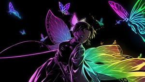 Shinobu Kocho, Colorful art, AMOLED, Black background, Demon Slayer: Kimetsu no Yaiba, 4K wallpaper