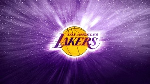 Los Angeles Lakers, NBA, Logo, Basketball team, Purple background, 4K wallpaper