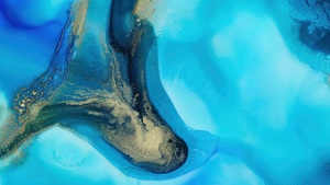Mi Pad 5 Pro, Blue background, Liquid art, Macro, Stock, 4K wallpaper