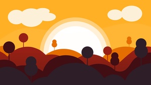 Digital Art, Sun, Clouds, Rolling hills, Flat, Simple, 4K wallpaper