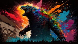 Godzilla, Pop Art, Titan, Kaiju, Colorful art, 4K wallpaper