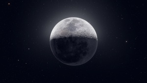Moon, Stars, Astrophotography, Dark background, 4K wallpaper