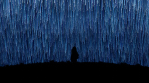 Alone, Lonely, Loneliness, Falling stars, Star Trails, Night, Silhouette, Girl, 4K wallpaper